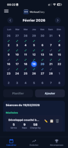 calendrier "workoutdiary"